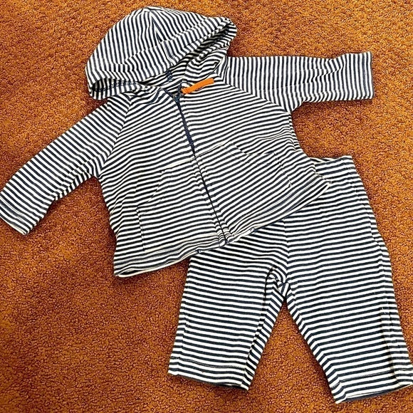 Darrell Studio Striped Matching Set with Full Zip Hooded Jacket Size 0-3 Months - Picture 1 of 3